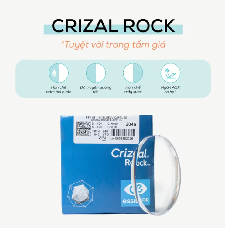 Tròng kính Crizal Rock Chiết suất 1.56