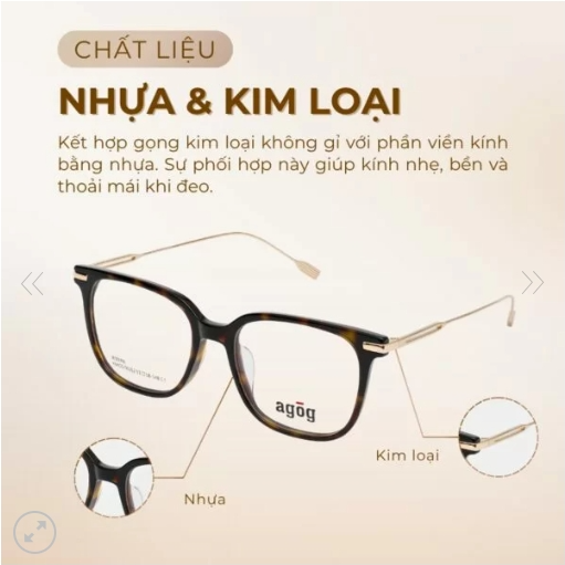 Agog Unisex – Gọng kính Nhựa, Kim loại – Mã 2516TISGMK-C3