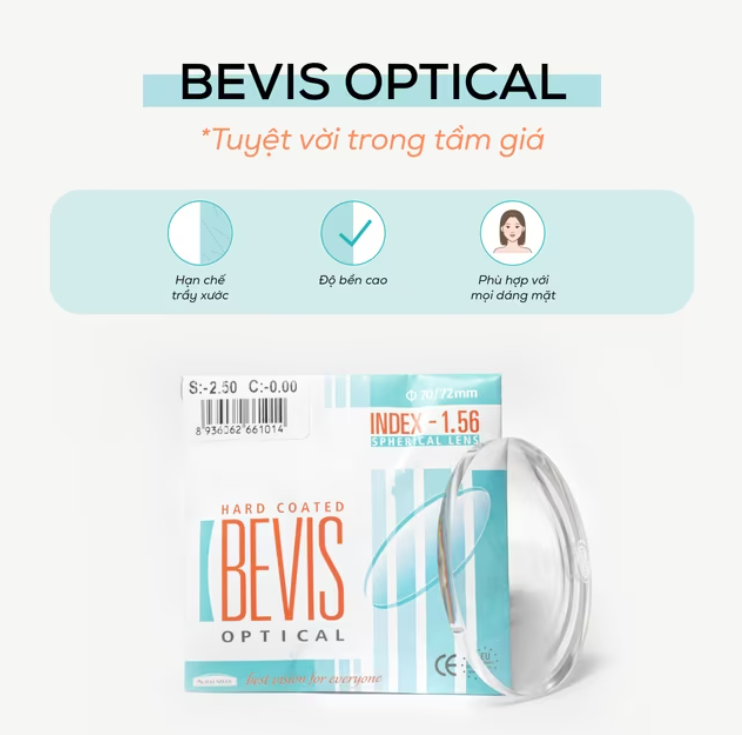 Tròng kính Bevis Optical Chiết suất 1.56